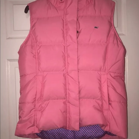 Ladies vineyard vines puffer vest medium pink - Picture 5 of 5